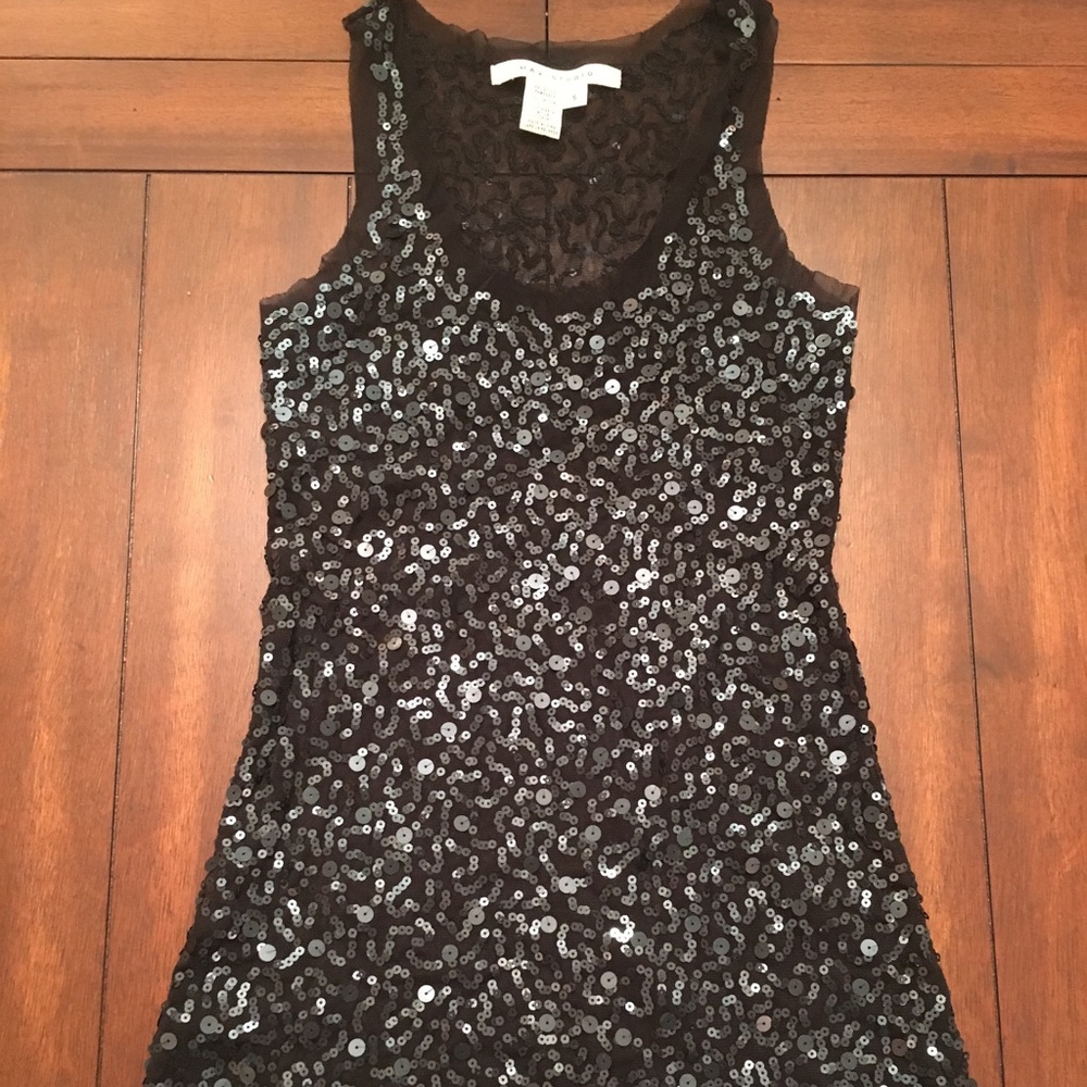Sheer black MAX Studio sequin top